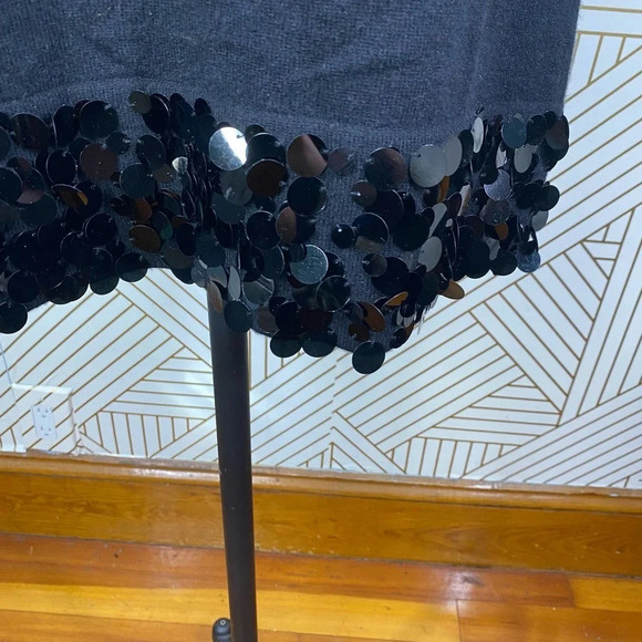 QI CASHMERE Short Sleeve Sequin Disco Beaded Dress in‎ Black Size US Medium - Picture 6 of 11